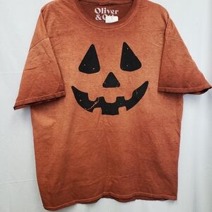 Oliver & Otis XXL Womens T Shirt Pumpkin Orange Black Jack O Lantern  Halloween